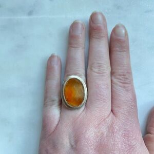 Baroni | Gold Orange Citrine Ring on Adjustable Band